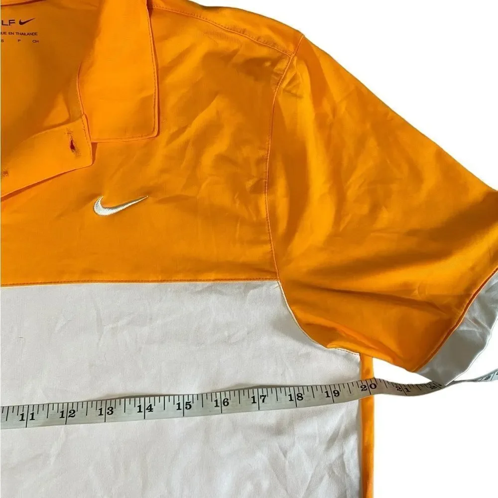 Orange and White Nike Golf Dri-Fit Polo Shirt